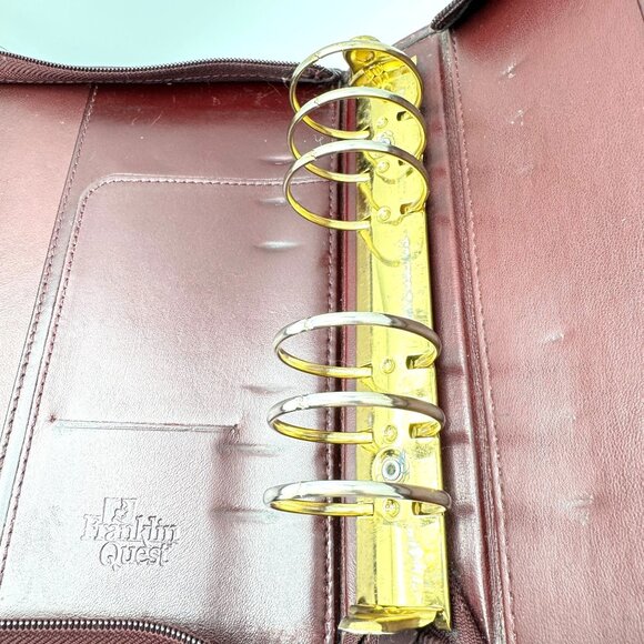 Franklin Quest Full Grain Aniline Leather Burgundy Planner Compact Sz 6-Ring - Picture 4 of 16